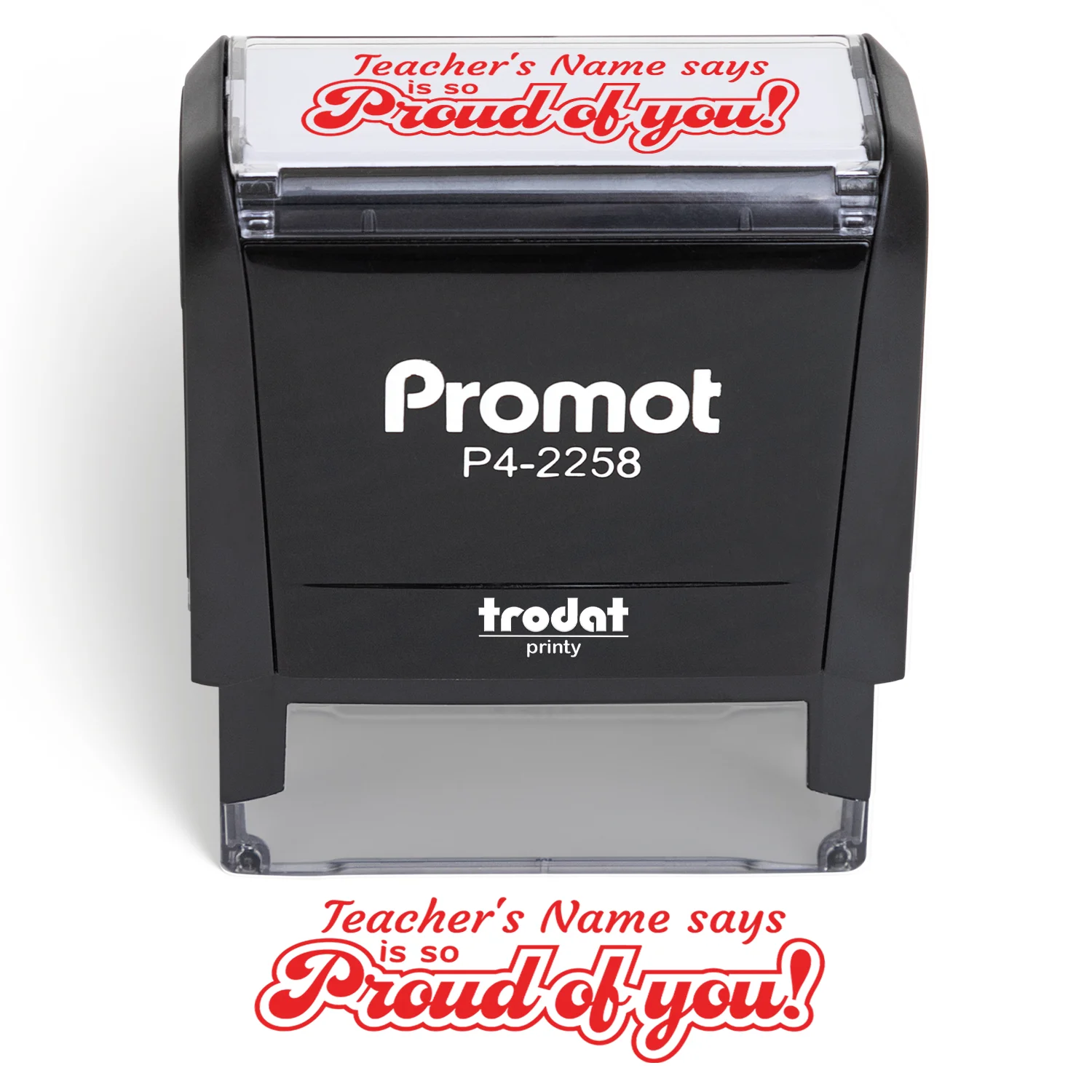 Teacher Custom Rubber Stamp "Proud of You" - Large